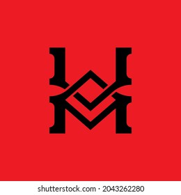 Monogram logo, Initial letters A, V, AV or VA, black color on red