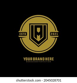 Monogram logo, Initial letters A, V, AV or VA, black and gold color on black