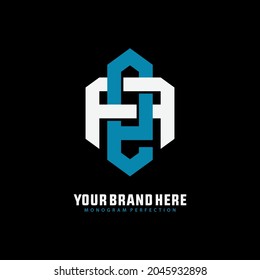 Monogram logo, Initial letters A, E, AE or EA, white and blue color on black background 