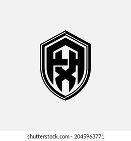 Monogram logo, Initial letters A, X, AX or XA, black color on white background 
