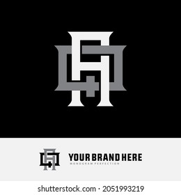 Monogram logo, Initial letters A, Q, AQ or QA, white and grey color on black background
