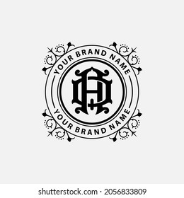 Monogram logo, Initial letters A, Q, AQ or QA, black color on white background