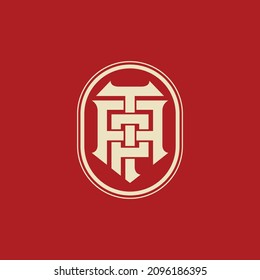 Monogram logo, Initial letters A, P, T, APT, ATP, PAT or TAP, modern, sporty, cream color on red background