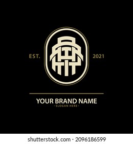 Monogram logo, Initial letters A, P, T, APT, ATP, PAT or TAP, modern, sporty, cream and gold color on black background