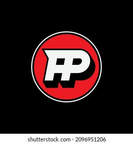 Monogram logo, Initial letters A, P, , AP or PA, Modern, Sporty, black, white and red color on black background
