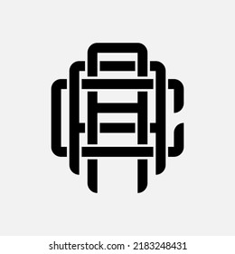 Monogram Logo, Initial letters A, C, AAC, ACA, or CAA, Interlock, Modern, Sporty, Black Color on White Background