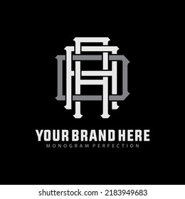 Monogram Logo, Initial letters A, D, AAD, ADA, or DAA, Interlock, Modern, Sporty, White and Gray Color on Black Background