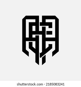 Monogram Logo, Initial letters A, E, AAE, AEA, or EAA, Interlock, Modern, Sporty, Black Color on White Background