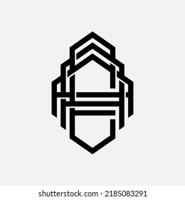Monogram Logo, Initial letters A, E, AAE, AEA, or EAA, Interlock, Modern, Sporty, Black Color on White Background