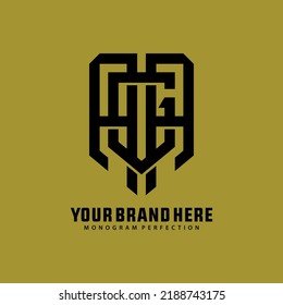 Monogram Logo, Initial letters A, G, AAG, AGA, or GAA, Interlock, Modern, Sporty, Black Color on Gold Background