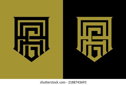 Monogram Logo, Initial letters A, G, AAG, AGA, or GAA, Interlock, Modern, Sporty, Black and Gold Color