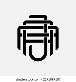 Monogram Logo, Initial letters A, J, AAJ, AJA, or JAA, Interlock, Modern, Sporty, Black Color on White Background