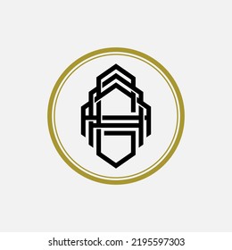 Monogram Logo, Initial letters A, G, AAG, AGA, or GAA, Interlock, Modern, Sporty, Yellow, Black and Gold Color on White Background