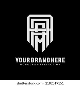 Monogram Logo, Initial letters A or AAA, Interlock, Modern, Sporty, White Color on Black Background