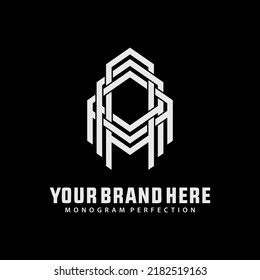 Monogram Logo, Initial letters A or AAA, Interlock, Modern, Sporty, White Color on Black Background