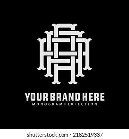 Monogram Logo, Initial letters A or AAA, Interlock, Vintage, Classic, White Color on Black Background