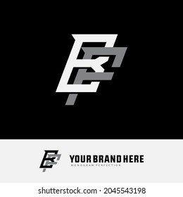 Monogram logo, Initial letters B, F, BF or FB, white and gray color on black background