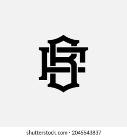 Monogram logo, Initial letters B, F, BF or FB, black color on white background