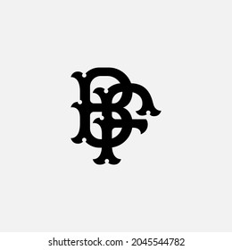 Monogram logo, Initial letters B, F, BF or FB, black color on white background
