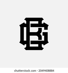 Monogram logo, Initial letters B, G, BG or GB, black color on white background