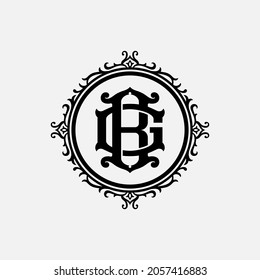 Monogram logo, Initial letters B, G, BG or GB, black color on white background