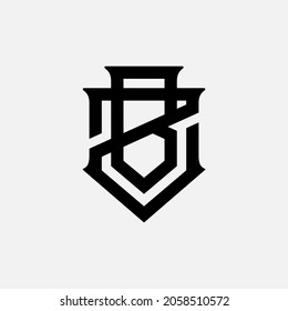 Monogram logo, Initial letters B, Z, BZ or ZB, black color on white background