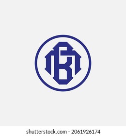 Monogram logo, Initial letters B, N, BN or NB, blue color on white background
