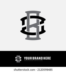 Monogram Logo, Initial letters B, Z, BZ or ZB, Interlock, Modern, Sporty, Black and Gray Color on White Background