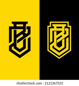 Monogram Logo, Initial letters B, Z, BZ or ZB, Interlock, Modern, Sporty, Black and Yellow Color