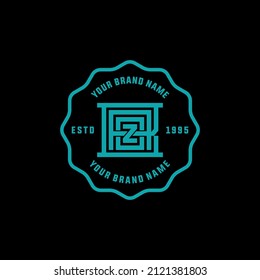 Monogram Logo, Initial letters B, A, O, Z, BAOZ, ABOZ or BOAZ, Interlock, Modern, Sporty, Tosca Color on Black Background