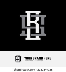 Monogram Logo, Initial letters B, S, BS or SB, Interlock, Modern, Sporty, White and Gray Color on Black Background