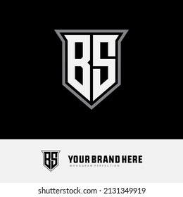 Monogram Logo, Initial letters B, S, BS or SB, Modern, Sporty, White and Gray Color on Black Background