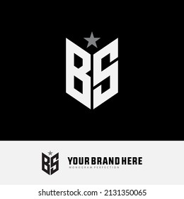 Monogram Logo, Initial letters B, S, BS or SB, Modern, Sporty, White and Gray Color on Black Background