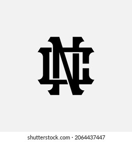 Monogram logo, Initial letters C, N, CN or NC, black color on white background