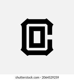 Monogram logo, Initial letters C, O, CO or OC, black color on white background