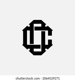 Monogram logo, Initial letters C, O, CO or OC, black color on white background