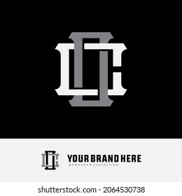 Monogram logo, Initial letters C, O, CO or OC, white and grey color on black background