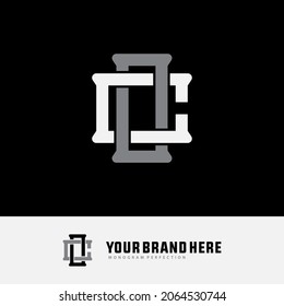 Monogram logo, Initial letters C, O, CO or OC, white and grey color on black background