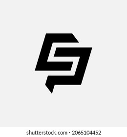 Monogram logo, Initial letters C, P, CP or PC, black color on white background