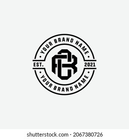 Monogram logo, Initial letters C, R, CR or RC, black color on white background