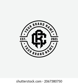 Monogram logo, Initial letters C, R, CR or RC, black color on white background