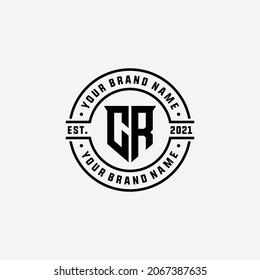 Monogram logo, Initial letters C, R, CR or RC, black color on white background