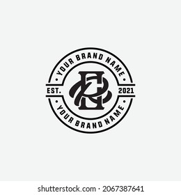 Monogram logo, Initial letters C, R, CR or RC, black color on white background