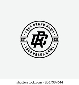 Monogram logo, Initial letters C, R, CR or RC, black color on white background