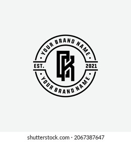 Monogram logo, Initial letters C, R, CR or RC, black color on white background