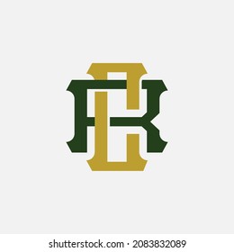 Monogram logo, Initial letters C, R, CR or RC, green and yellow color on white background