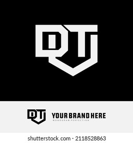 Monogram Logo, Initial letters D, V, T, DVT, DTV or TDV, Interlock, Modern, Sporty, White Color on Black Background