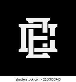 Monogram Logo, Initial letters E, C, EC or CE, Interlock, Modern, Sporty, White Color on Black Background