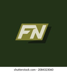 Monogramm-Logo, Anfangsbuchstaben F, N, FN oder NF, grüne Farbe