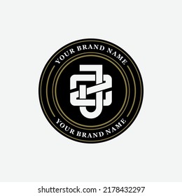 Monogram Logo, Initial letters J, Z, JZ or JZ, Interlock, Modern, Sporty, Black, White and Gold Color on White Background